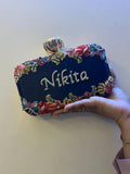 Customised Floral Embroidered Clutch