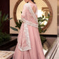 Fascinating Powder Pink Silk Thread Embroidery Bridesmaid Lehenga Choli