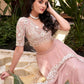 Fascinating Powder Pink Silk Thread Embroidery Bridesmaid Lehenga Choli