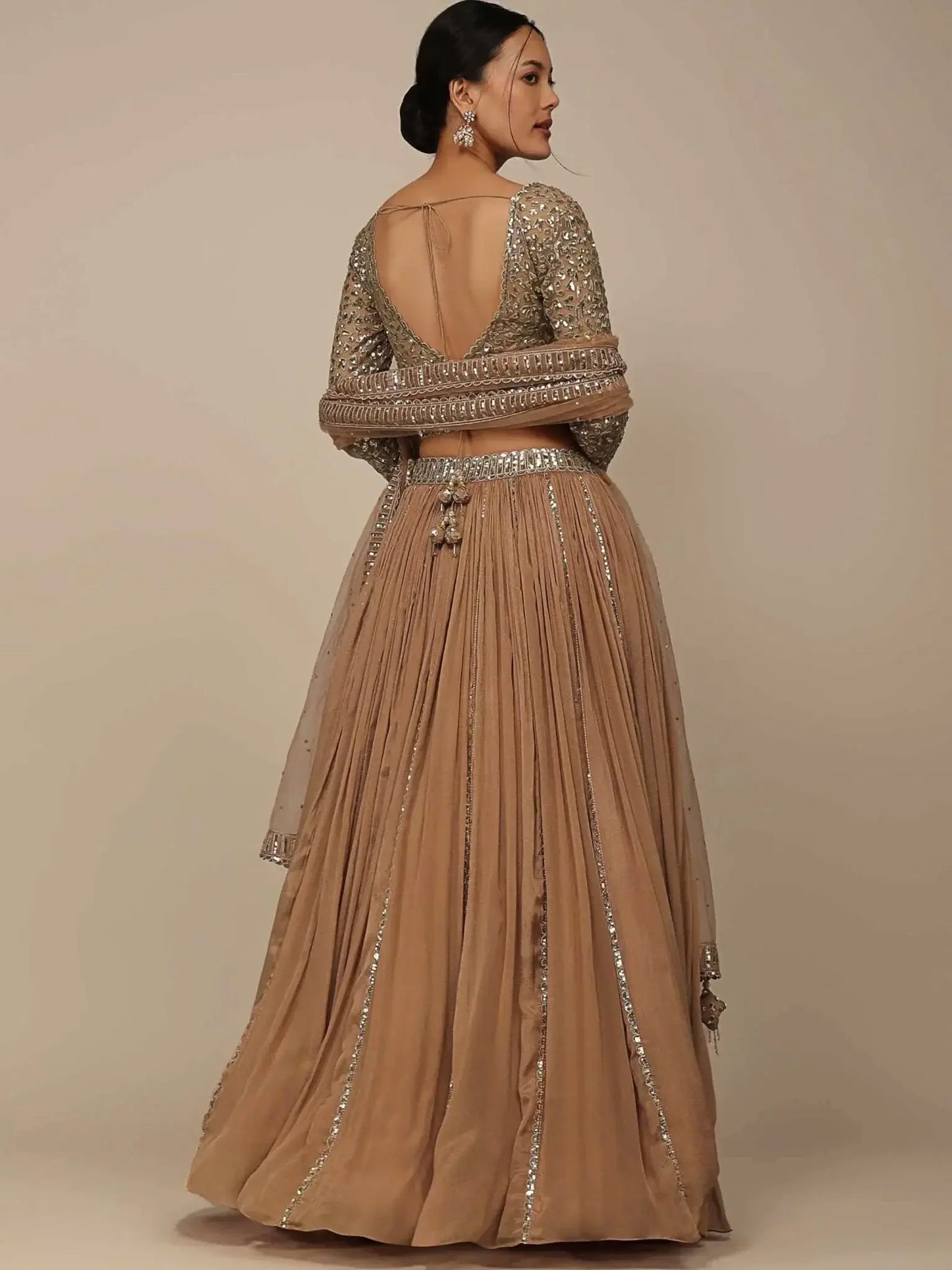 Gorgeous Beige Sequins Georgette Party Wear Lehenga Choli