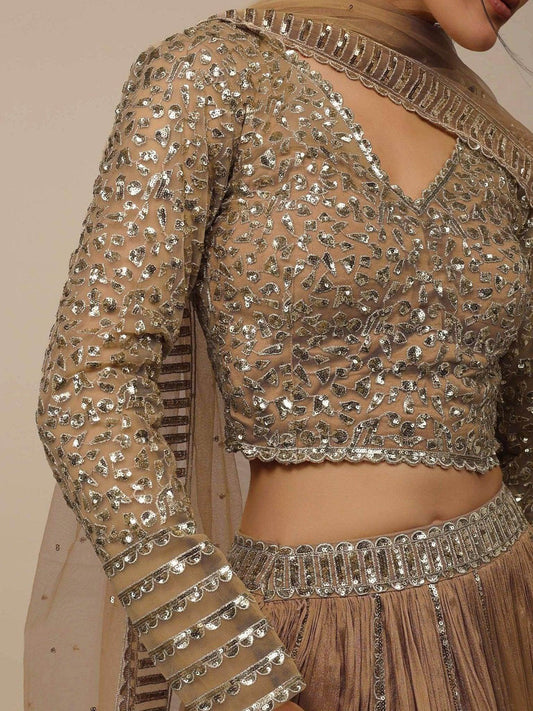Gorgeous Beige Sequins Georgette Party Wear Lehenga Choli