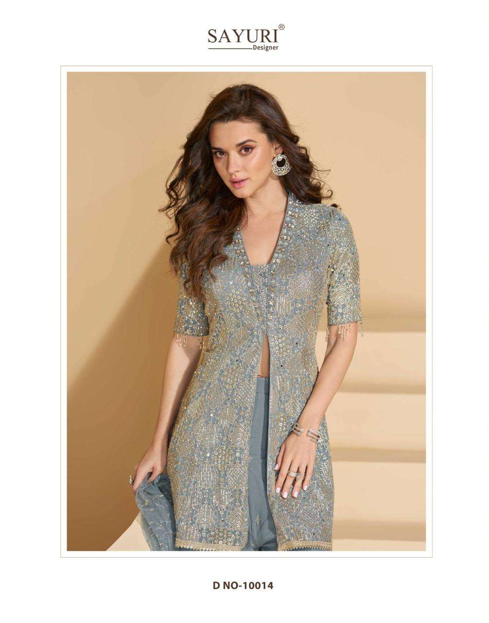 Steel Grey Embroidered Kurta Palazzo Suit with Elegant Dupatta