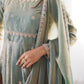 Dazzling Green Coding Work Silk Festive Wear Gown With Dupatta