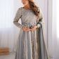 Fabulous Grey Sequins Work Silk Traditional Gown With Dupatta