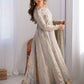 Fabulous Grey Sequins Work Silk Traditional Gown With Dupatta