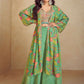 Lush Green Floral Jacket with Palazzo
