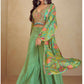 Lush Green Floral Jacket with Palazzo