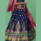 Ready to Wear Lehenga & Unstitched Blouse With Dupatta - Teal & Magenta
