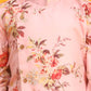 Boy's Pink Floral Printed Angrakha Kurta With Cream Solid Pyjama Set