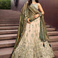 Precious Soft Beige Embroidered Silk Wedding Wear Lehenga Choli