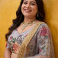 Printed Grey Semi-Stitched Lehenga Unstitched Blouse With Dupatta