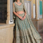 Zari Work Net Bridesmaid Lehenga Choli With Dupatta - Pista Green, Purple, Teal Green