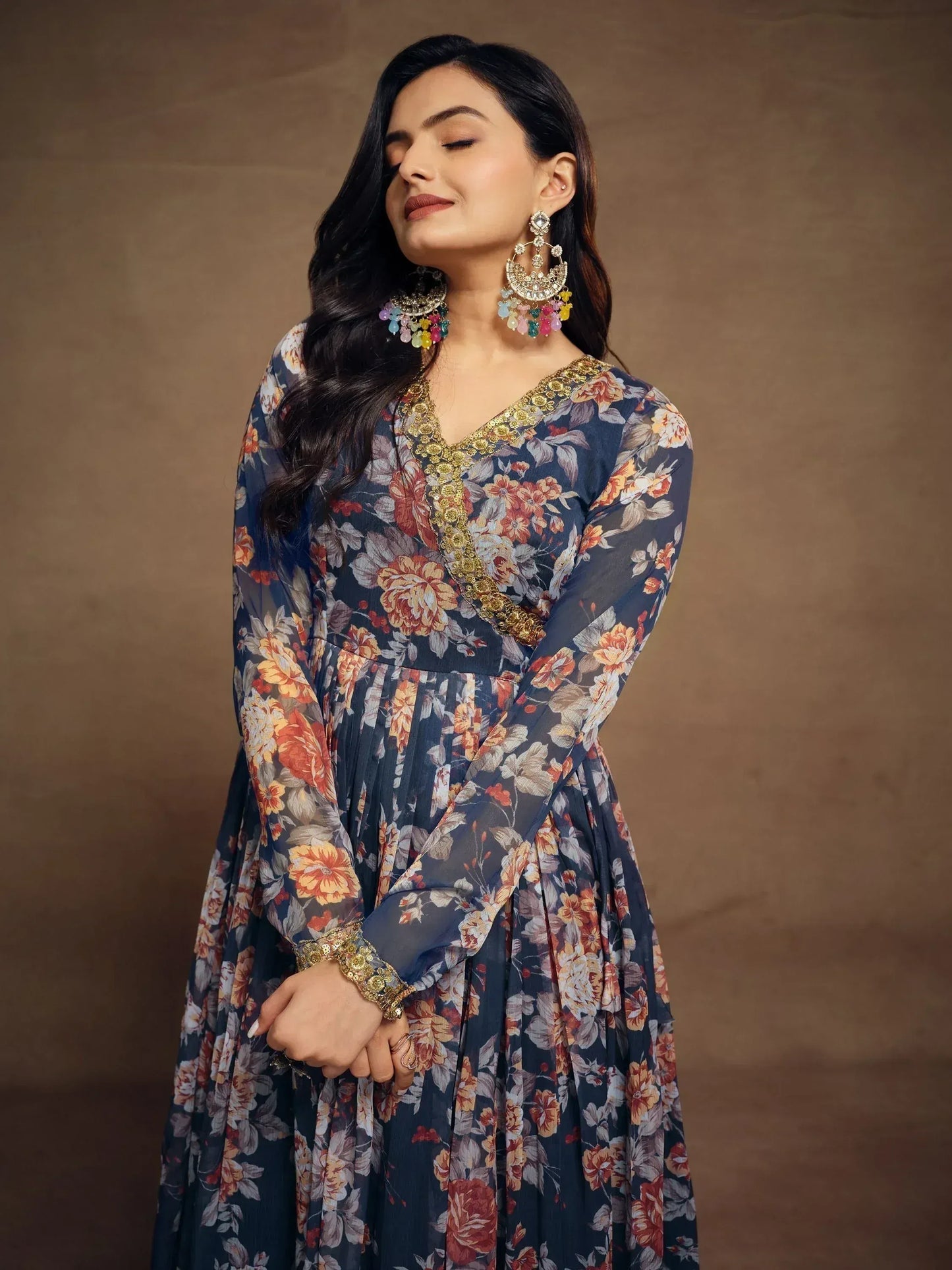 Floral Printed Chiffon Function Wear Palazzo Suit