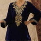 Ethnic Motifs Embroidered Thread Work Velvet Kurta With Patiala