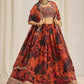 Stunning Orange Sequins Organza Party Wear Lehenga Choli With Dupatta
