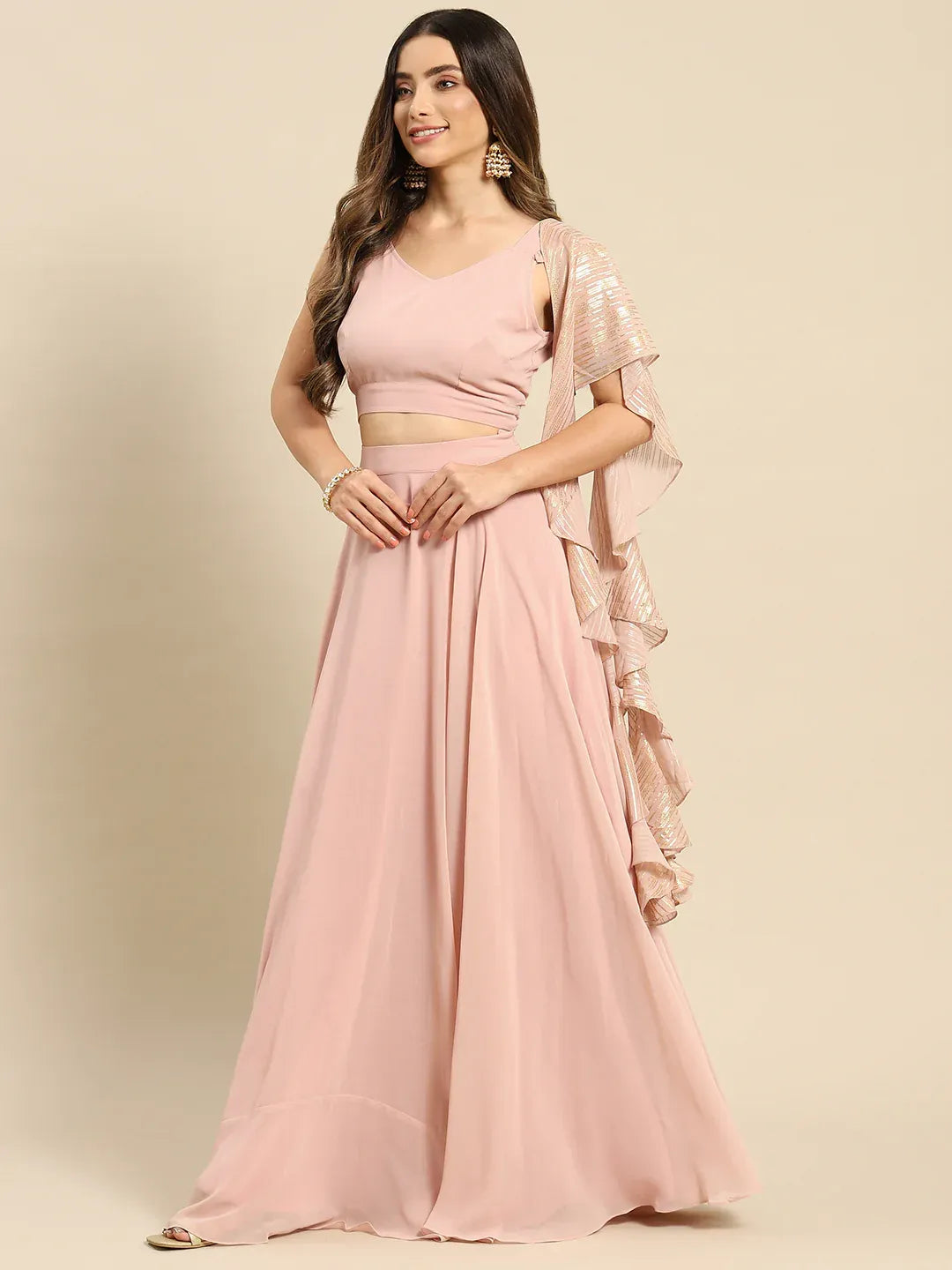 Flared skirt with crop top in Pastel Colors