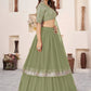 Embroidered Sequinned Semi-Stitched Lehenga & Unstitched Blouse With Dupatta