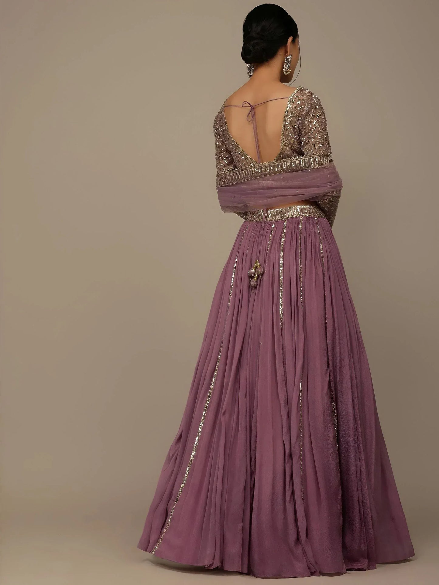 Pink Embroidered Georgette Lehenga Set With Dupatta