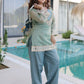 Fabulous Mirror Work Organza Function Wear Top With Palazzo