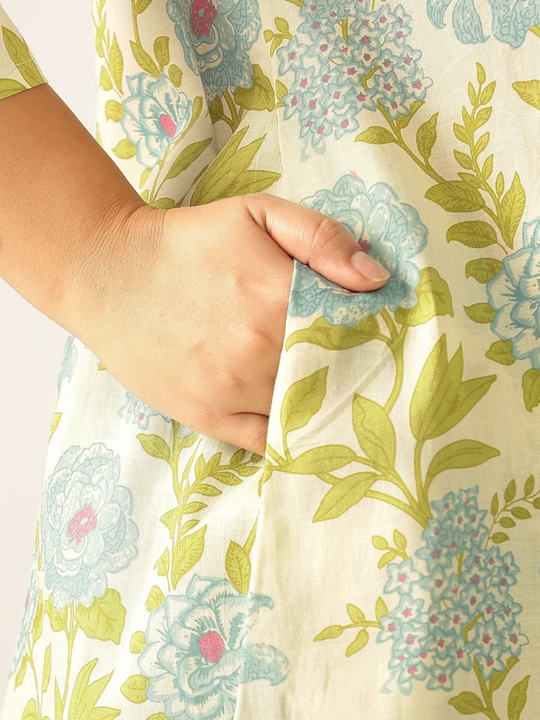 Plus Size Pure Cotton Floral Printed A-line Tunic