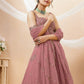 Pink & Silver-Toned Embroidered Sequinned Bridal Lehenga Choli Set With Dupatta