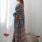 Astonishing Navy Blue Digital Printed Chinon Saree With Blouse