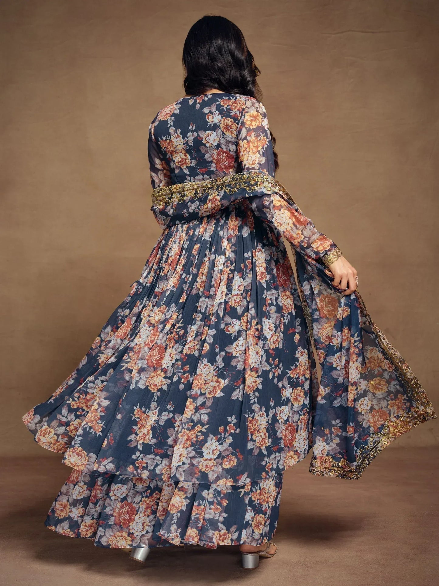 Floral Printed Chiffon Function Wear Palazzo Suit