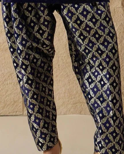 Ethnic Motifs Embroidered Thread Work Velvet Kurta With Patiala