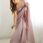 Spectacular Light Mauve Tissue Silk Pre Stitched Saree With Blouse