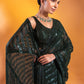 Green Sequins Georgette Party Wear Saree With Blouse