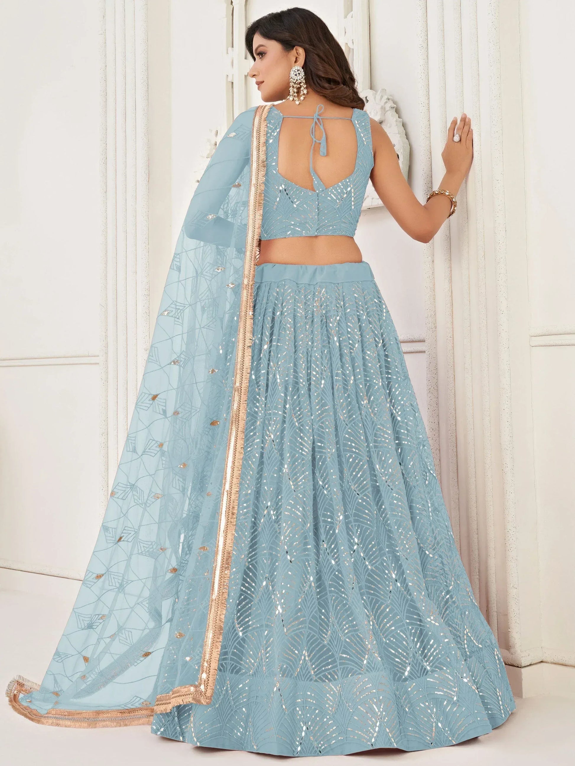 Butterfly blue lehenga choli for women, view 2