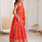 Stunning Orange Thread Work Georgette Function Wear Lehenga Choli