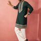 Men's chanderi kurta set with cream pant, view 3