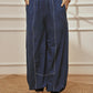 Womens Navy Blue V-Neck Cambric Crop Top with Joggers Yoga Pants