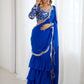 Blue Sequins Georgette Wedding Wear Lehenga Saree