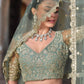 Zari Work Net Bridesmaid Lehenga Choli With Dupatta - Pista Green, Purple, Teal Green