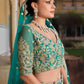 Zari Work Net Bridesmaid Lehenga Choli With Dupatta - Pista Green, Purple, Teal Green