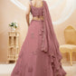 Pink & Silver-Toned Embroidered Sequinned Bridal Lehenga Choli Set With Dupatta