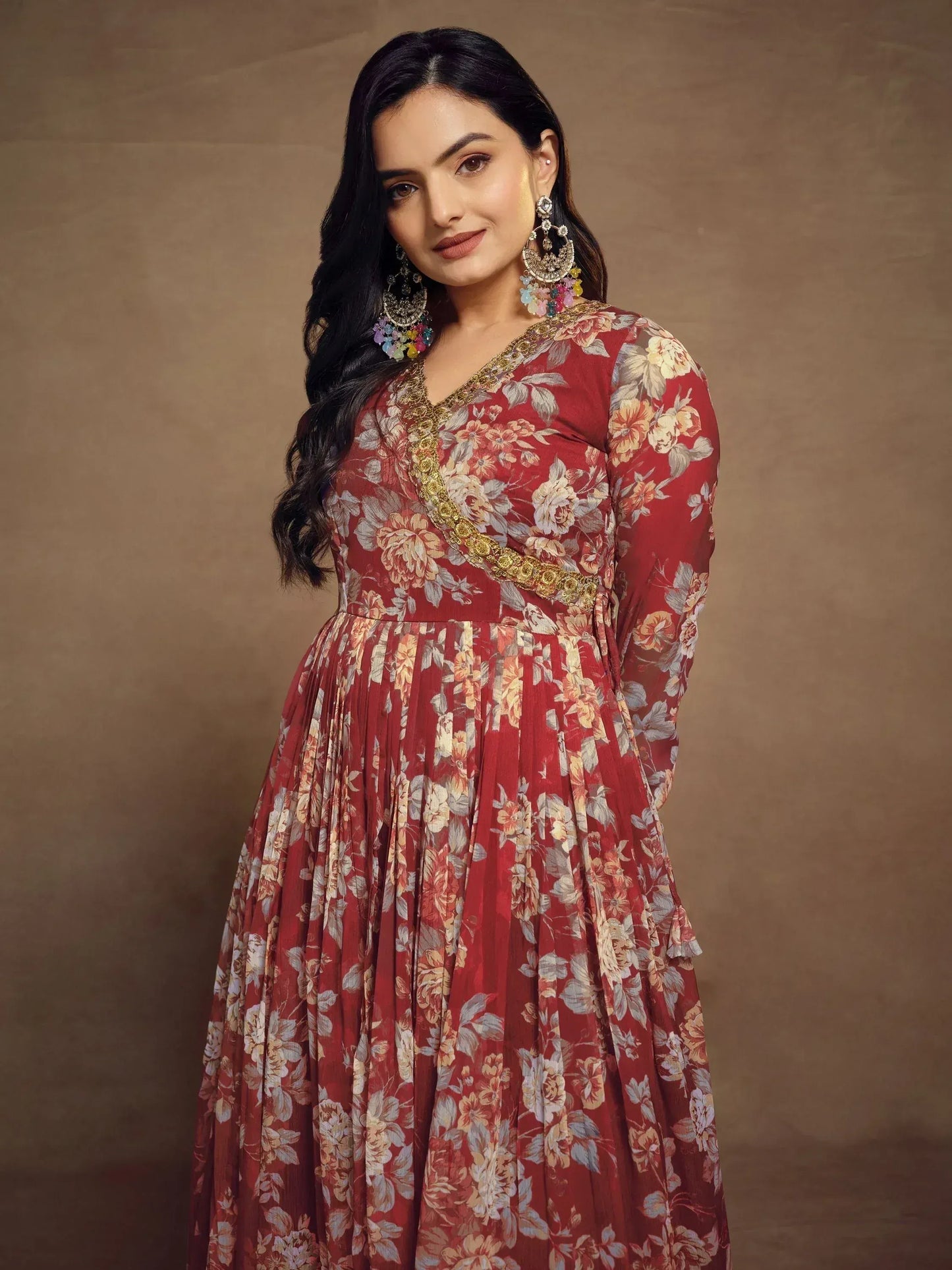 Floral Printed Chiffon Function Wear Palazzo Suit