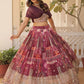 Digital Printed Silk Designer Crop Top Lehenga