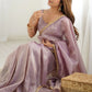 Spectacular Light Mauve Tissue Silk Pre Stitched Saree With Blouse