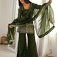 Green Zari Work Silk Mehendi Wear Palazzo Suit