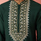 Men's chanderi kurta set with cream pant, view 4