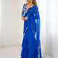 Blue Sequins Georgette Wedding Wear Lehenga Saree