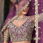 Zari Work Net Bridesmaid Lehenga Choli With Dupatta - Pista Green, Purple, Teal Green
