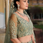 Zari Work Net Bridesmaid Lehenga Choli With Dupatta - Pista Green, Purple, Teal Green