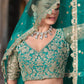 Zari Work Net Bridesmaid Lehenga Choli With Dupatta - Pista Green, Purple, Teal Green