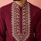 Men's chanderi kurta set with cream pant, view 2