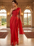 Red Sequin Embellished Party Wear Saree