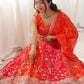 Stunning Orange Thread Work Georgette Function Wear Lehenga Choli